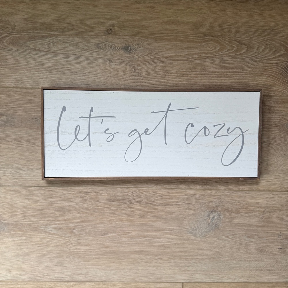 Hobby Lobby White and Gray Cozy Script Wall Art
